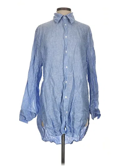 Pre-owned Zara Long Sleeve Button Down Shirt In Blue