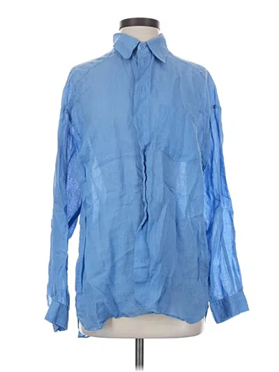 Pre-owned Zara Long Sleeve Button Down Shirt In Blue