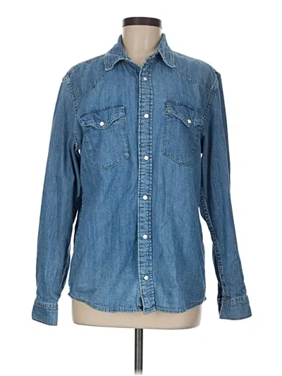 Pre-owned Zara Long Sleeve Button Down Shirt In Blue