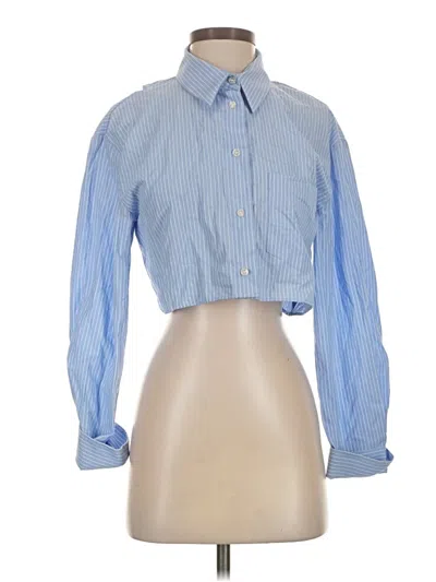 Pre-owned Zara Long Sleeve Button Down Shirt In Blue