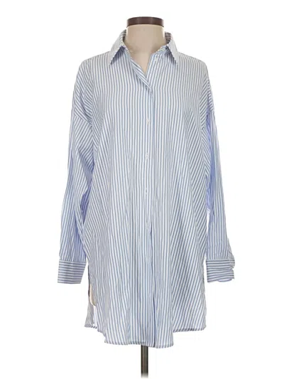Pre-owned Zara Long Sleeve Button Down Shirt In Blue