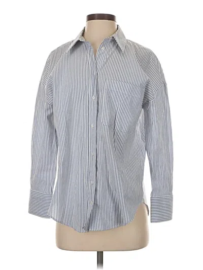 Pre-owned Zara Long Sleeve Button Down Shirt In Blue