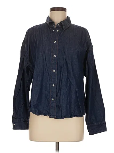 Pre-owned Zara Long Sleeve Button Down Shirt In Blue