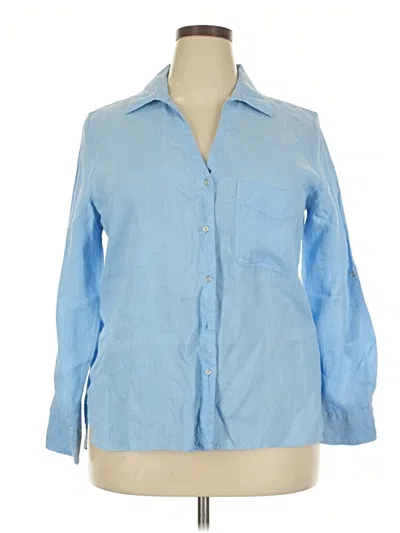 Pre-owned Zara Long Sleeve Button Down Shirt In Blue