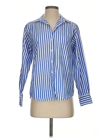 Pre-owned Zara Long Sleeve Button Down Shirt In Blue