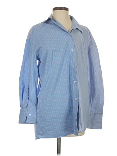 Pre-owned Zara Long Sleeve Button Down Shirt In Blue