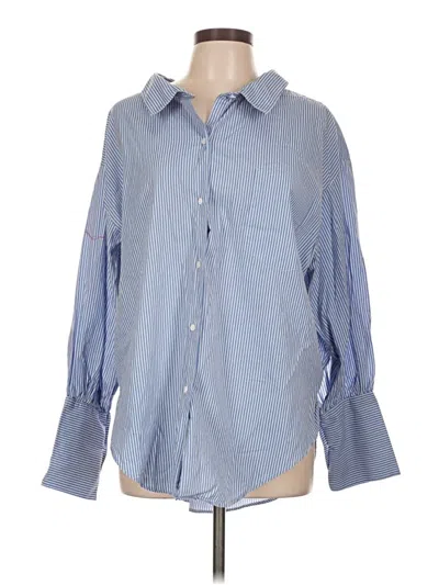 Pre-owned Zara Long Sleeve Button Down Shirt In Blue