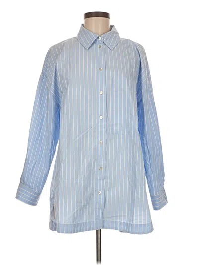 Pre-owned Zara Long Sleeve Button Down Shirt In Blue