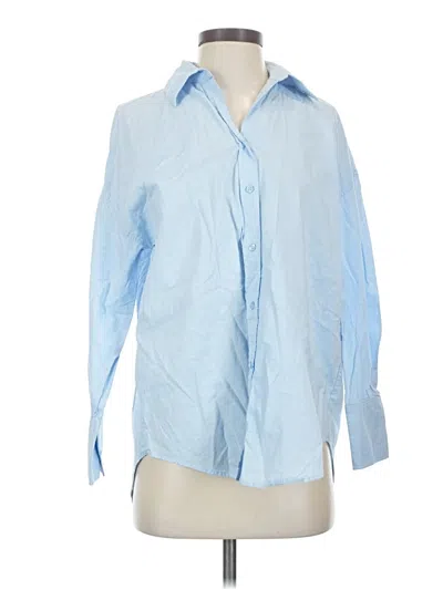 Pre-owned Zara Long Sleeve Button Down Shirt In Blue