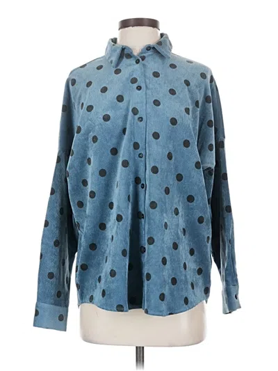 Pre-owned Zara Long Sleeve Button Down Shirt In Blue