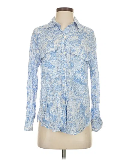 Pre-owned Zara Long Sleeve Button Down Shirt In Blue