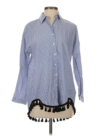 Pre-owned Zara Long Sleeve Button Down Shirt In Blue