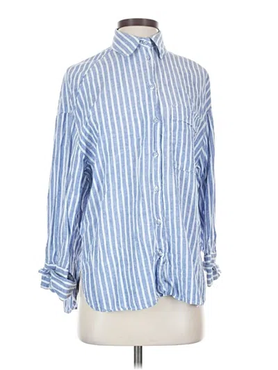 Pre-owned Zara Long Sleeve Button Down Shirt In Blue