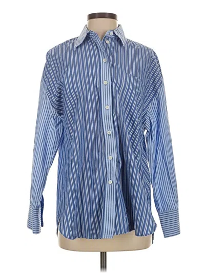 Pre-owned Zara Long Sleeve Button Down Shirt In Blue
