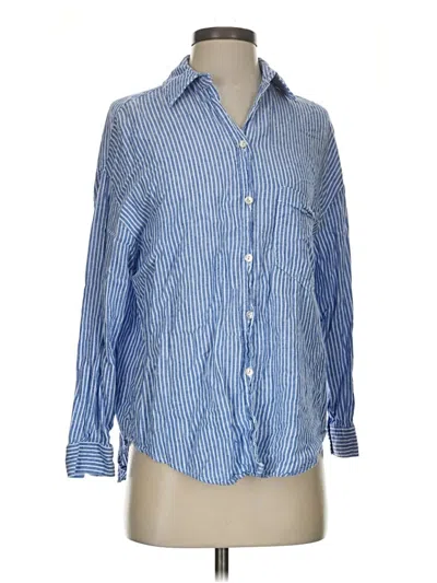 Pre-owned Zara Long Sleeve Button Down Shirt In Blue