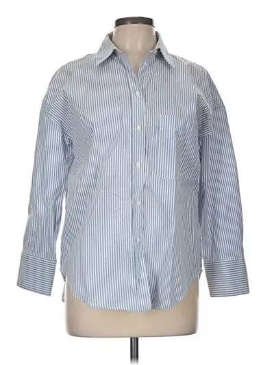 Pre-owned Zara Long Sleeve Button Down Shirt In Blue