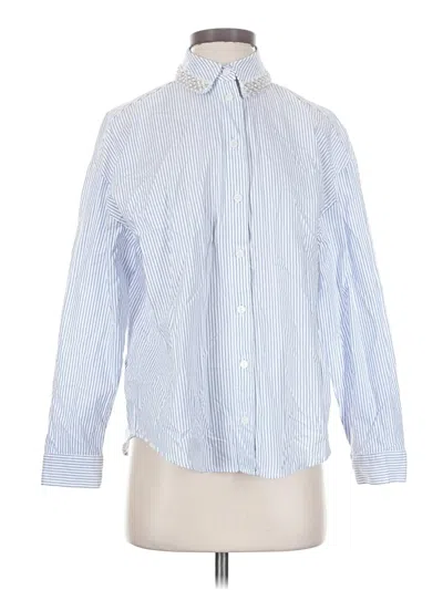 Pre-owned Zara Long Sleeve Button Down Shirt In Blue