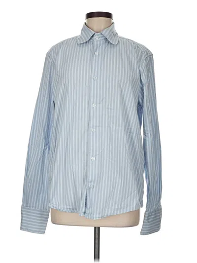 Pre-owned Zara Long Sleeve Button Down Shirt In Blue