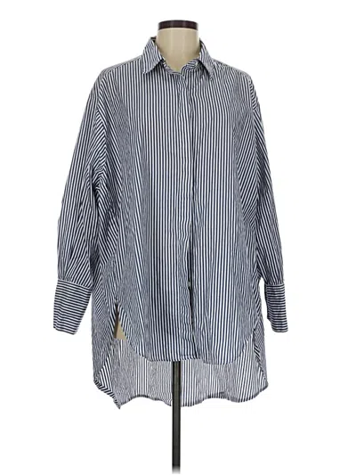 Pre-owned Zara Long Sleeve Button Down Shirt In Blue