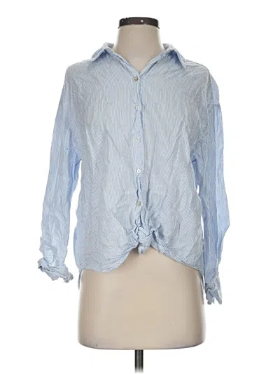 Pre-owned Zara Long Sleeve Button Down Shirt In Blue