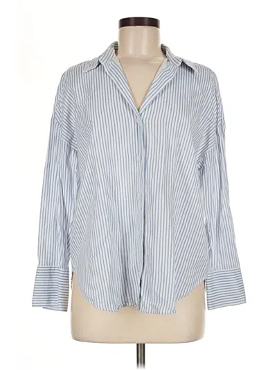 Pre-owned Zara Long Sleeve Button Down Shirt In Blue