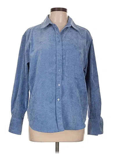 Pre-owned Zara Long Sleeve Button Down Shirt In Blue