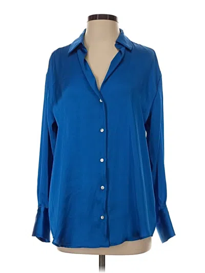 Pre-owned Zara Long Sleeve Button Down Shirt In Blue