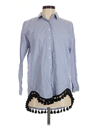 Pre-owned Zara Long Sleeve Button Down Shirt In Blue