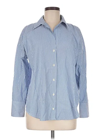 Pre-owned Zara Long Sleeve Button Down Shirt In Blue