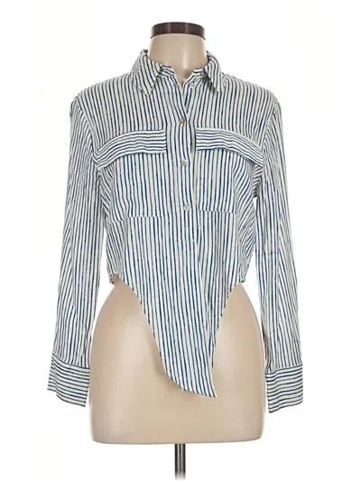 Pre-owned Zara Long Sleeve Button Down Shirt In Blue