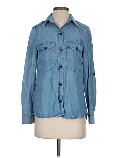 Pre-owned Zara Long Sleeve Button Down Shirt In Blue