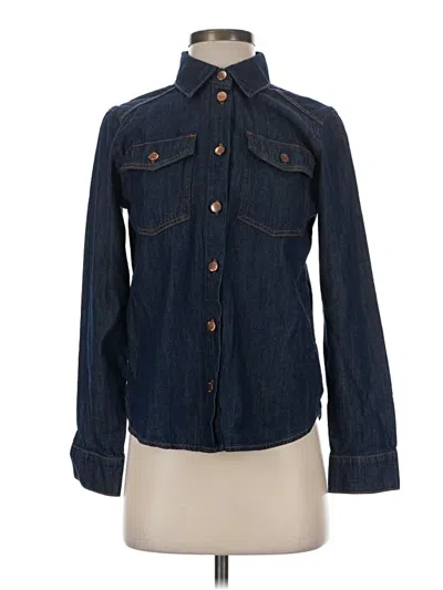 Pre-owned Zara Long Sleeve Button Down Shirt In Blue