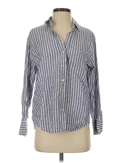 Pre-owned Zara Long Sleeve Button Down Shirt In Blue