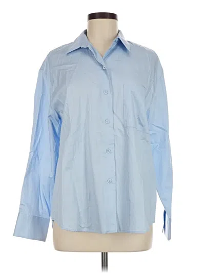 Pre-owned Zara Long Sleeve Button Down Shirt In Blue