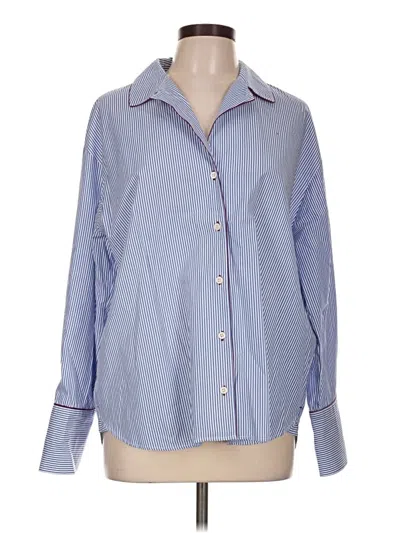 Pre-owned Zara Long Sleeve Button Down Shirt In Blue