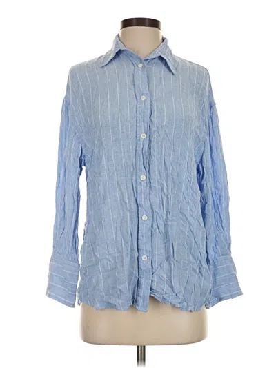 Pre-owned Zara Long Sleeve Button Down Shirt In Blue
