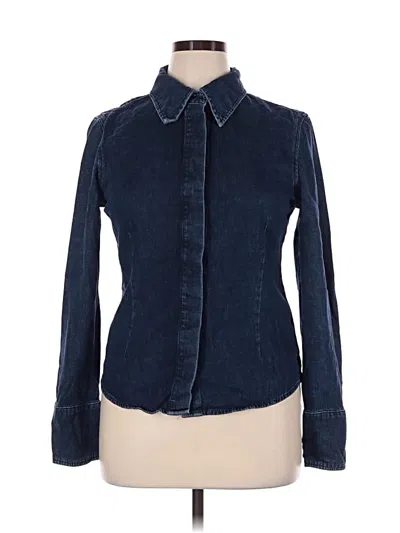 Pre-owned Zara Long Sleeve Button Down Shirt In Blue