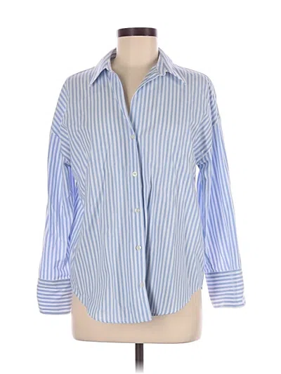 Pre-owned Zara Long Sleeve Button Down Shirt In Blue