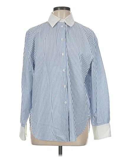 Pre-owned Zara Long Sleeve Button Down Shirt In Blue