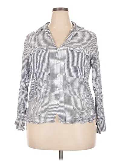 Pre-owned Zara Long Sleeve Button Down Shirt In Blue