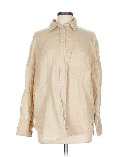 Pre-owned Zara Long Sleeve Button Down Shirt In Brown