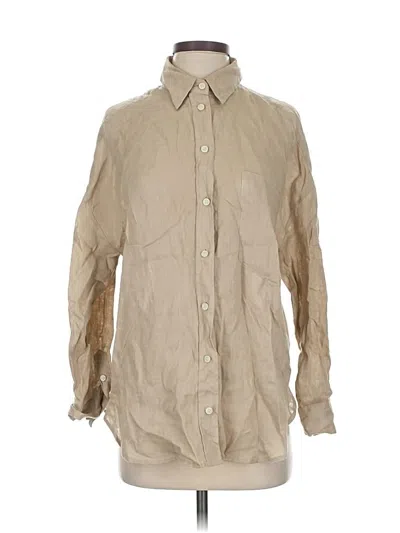 Pre-owned Zara Long Sleeve Button Down Shirt In Brown