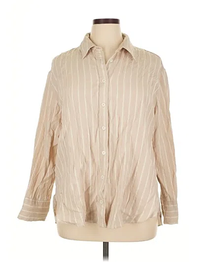 Pre-owned Zara Long Sleeve Button Down Shirt In Brown