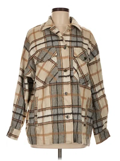 Pre-owned Zara Long Sleeve Button Down Shirt In Brown