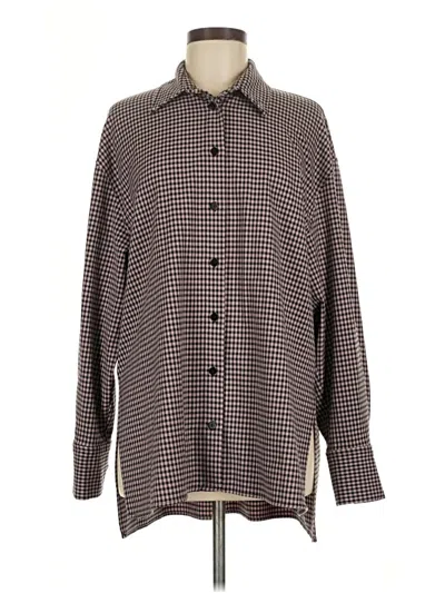 Pre-owned Zara Long Sleeve Button Down Shirt In Brown
