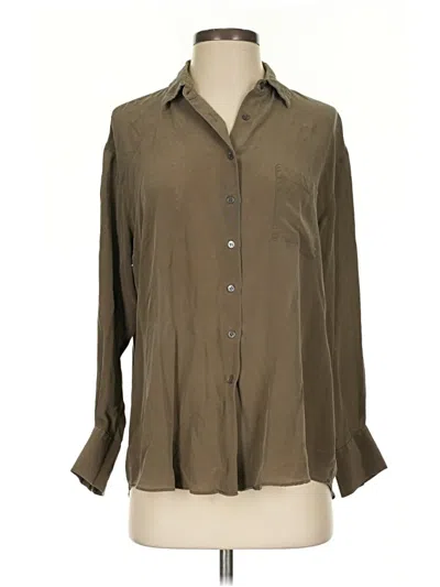 Pre-owned Zara Long Sleeve Button Down Shirt In Brown