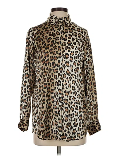 Pre-owned Zara Long Sleeve Button Down Shirt In Brown