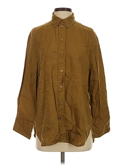 Pre-owned Zara Long Sleeve Button Down Shirt In Brown
