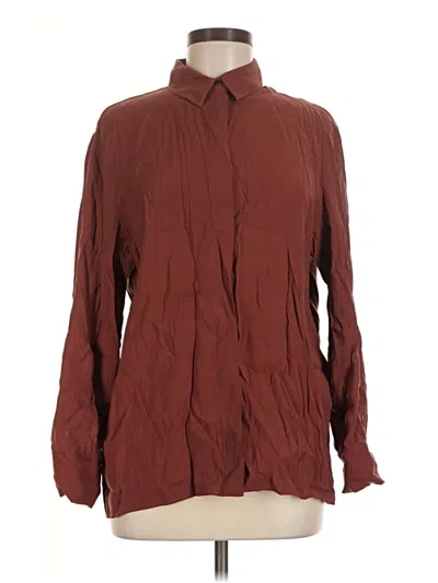 Pre-owned Zara Long Sleeve Button Down Shirt In Brown