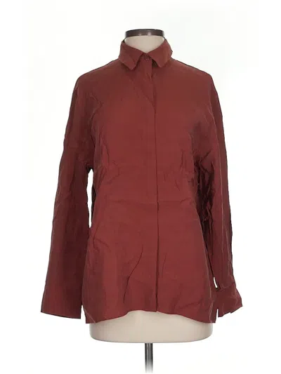 Pre-owned Zara Long Sleeve Button Down Shirt In Burgundy